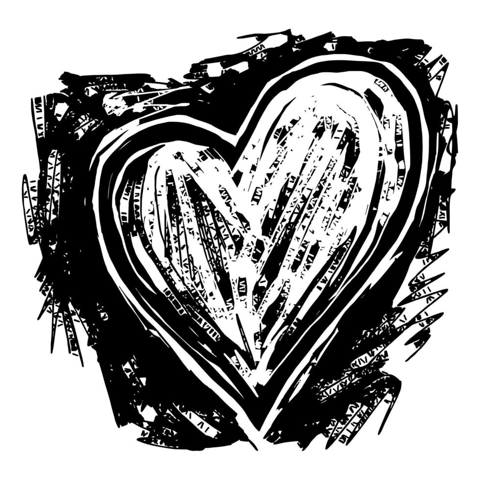 Rough Woodcut Heart Symbol vector