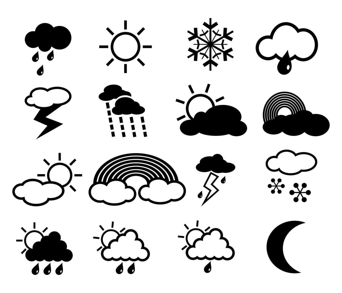 Black Changing Weather Icon Set vector