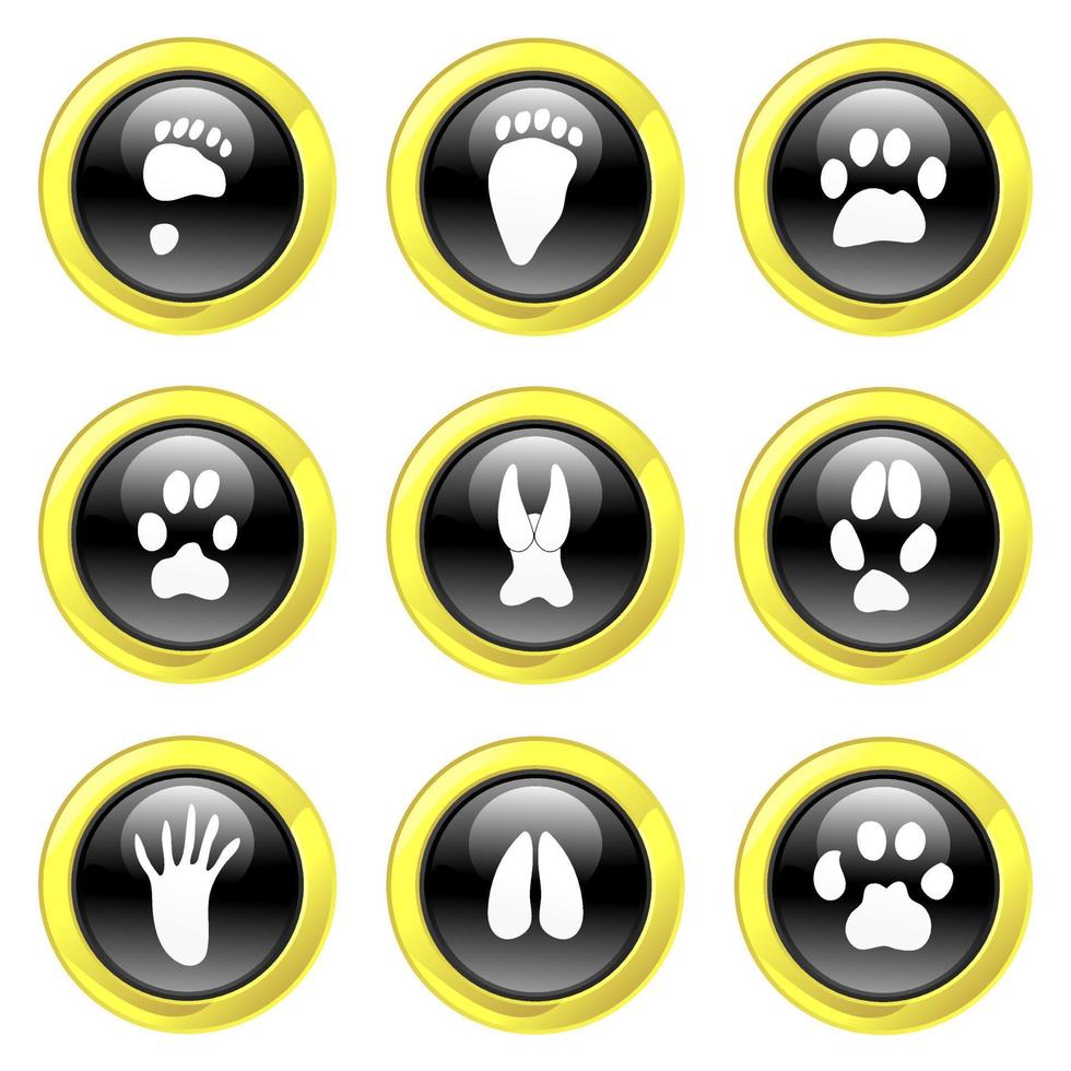 Glassy Black and Gold Animal Track Buttons vector