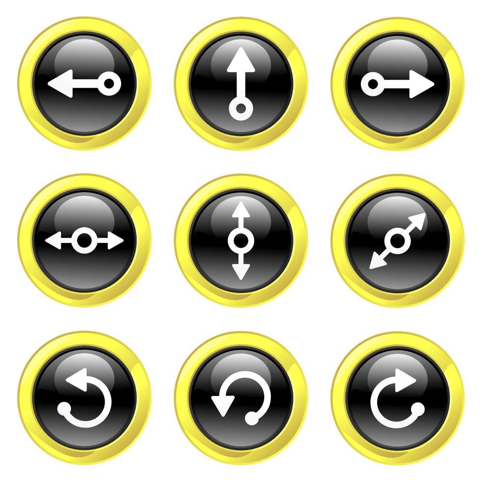 Black and Gold Glassy Arrow Buttons vector