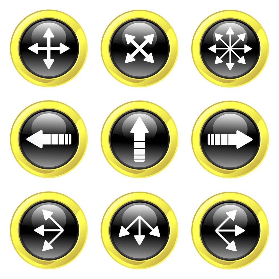 Glossy Black and Gold Arrow Buttons vector