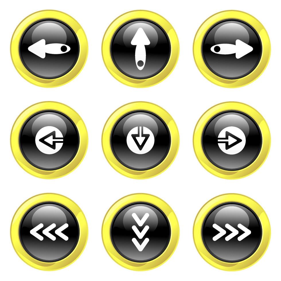 negro y oro lustroso flecha botones vector