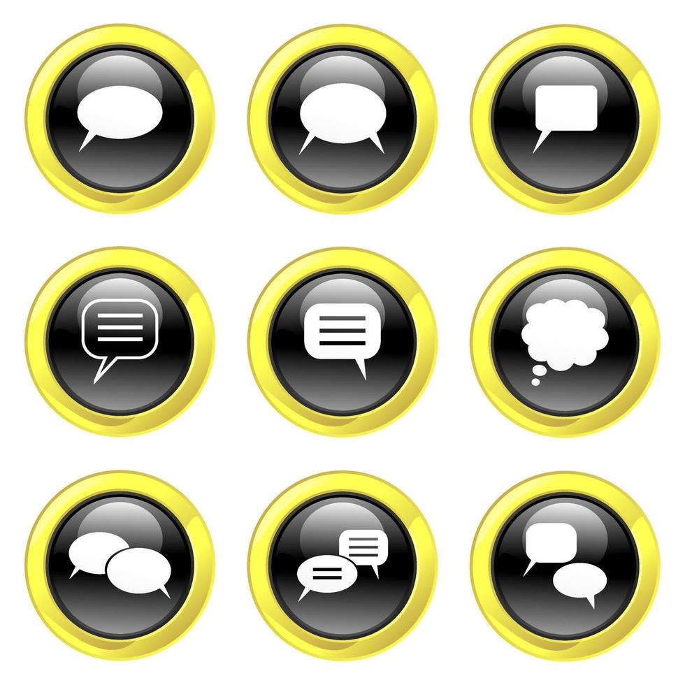 Black and Gold Glossy Word Bubble Buttons vector