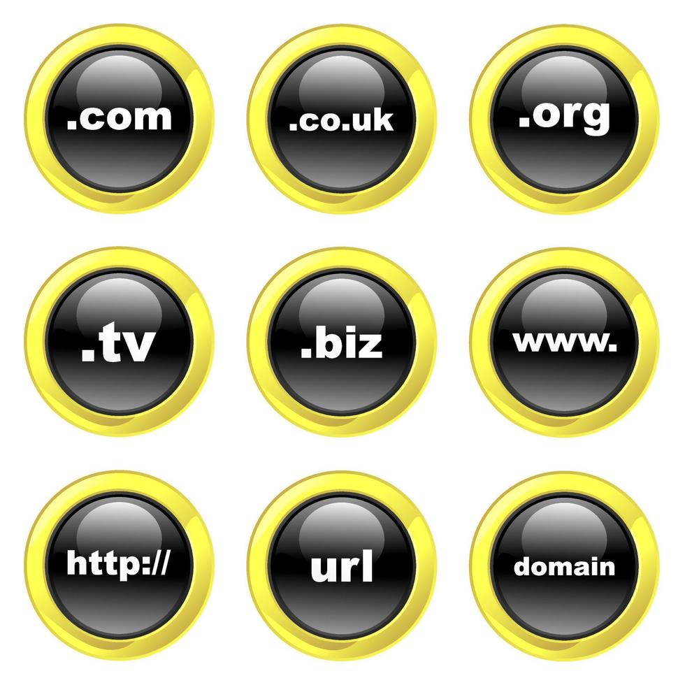 Glossy Black and Gold Domain Buttons vector