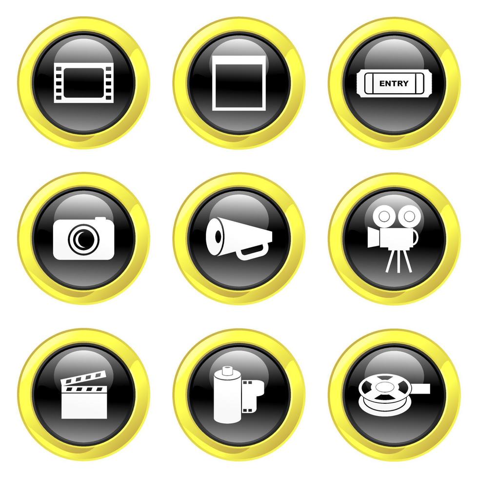 Glassy Black and Gold Film Buttons vector