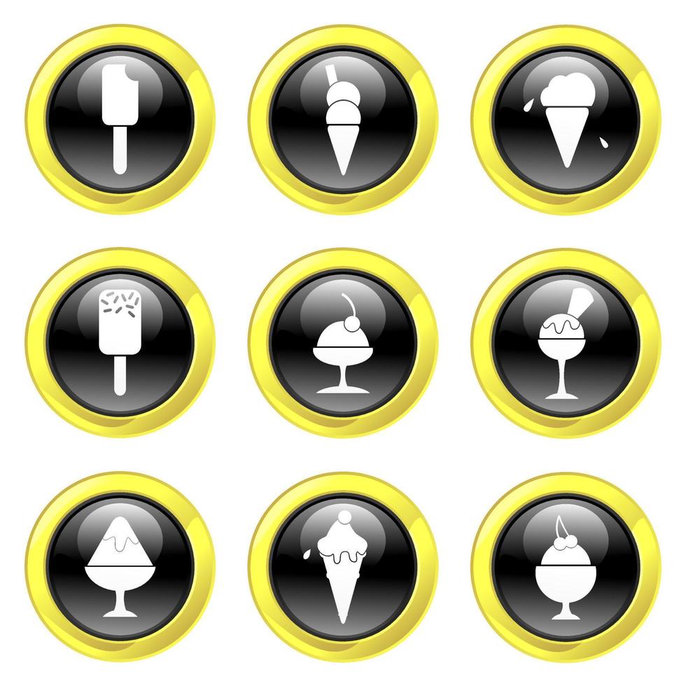 Glassy Black and Gold Food Dessert Buttons vector