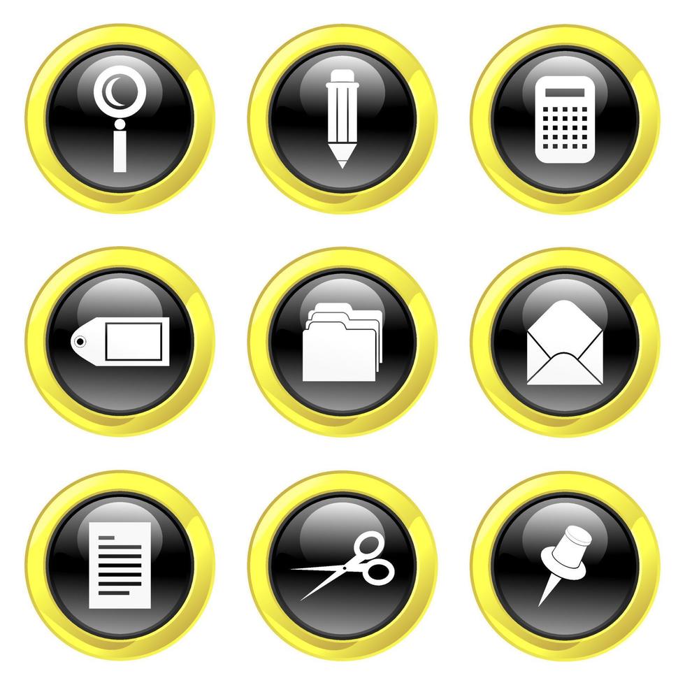 Black and Gold Glassy Office Buttons vector