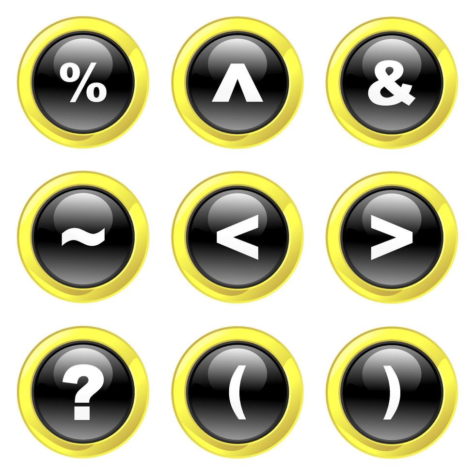 Free Black and Gold Glassy Symbol Buttons vector
