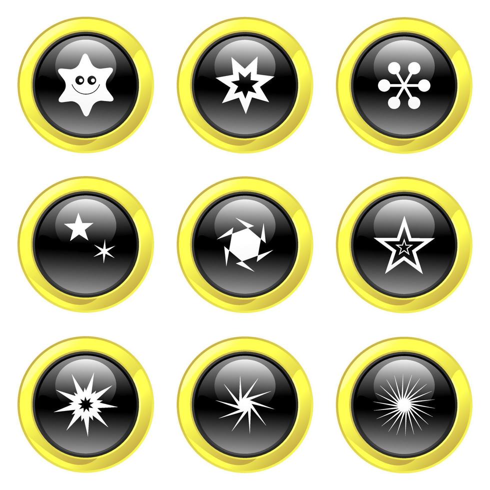 Free Black and Gold Glassy Star Buttons vector