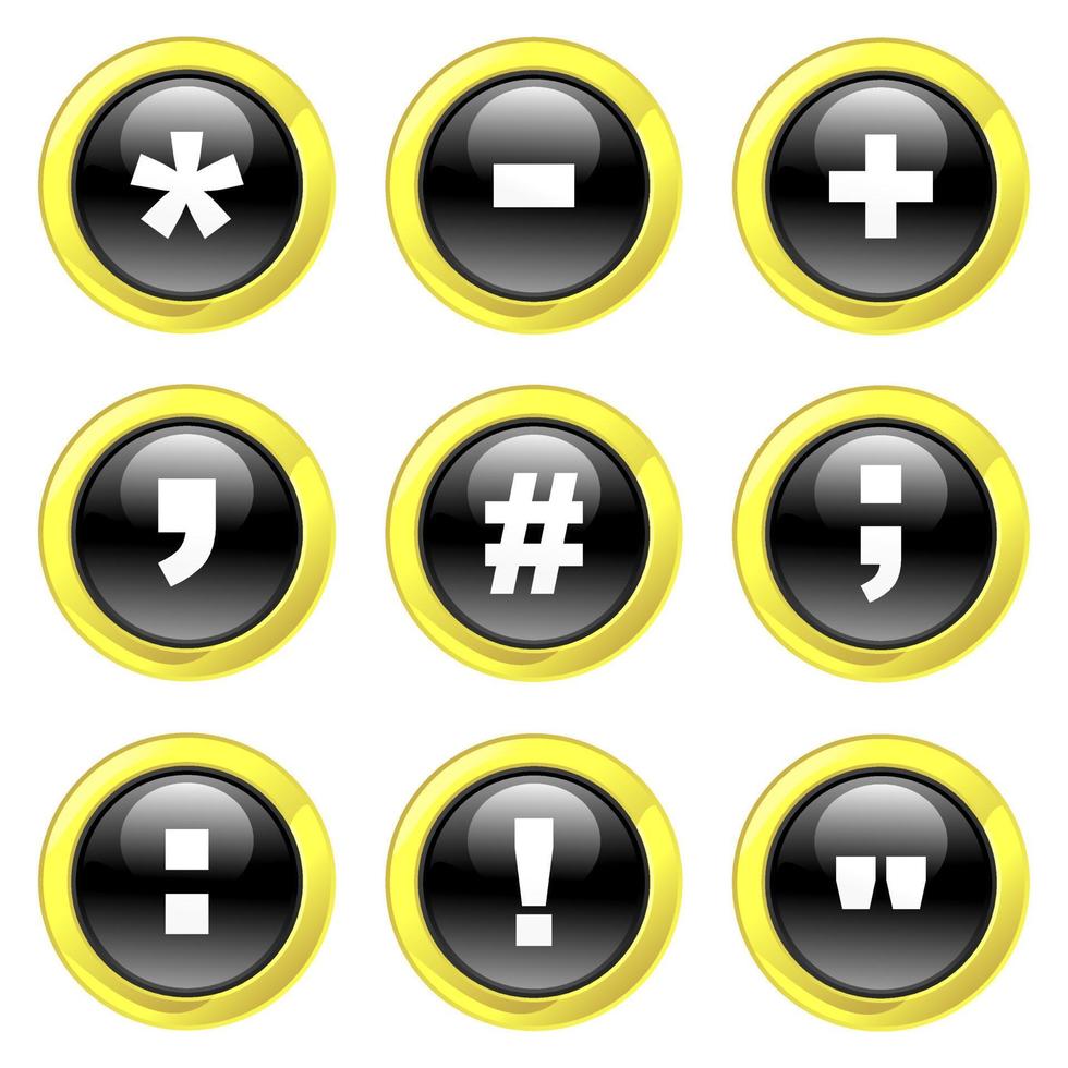 Free Black and Gold Glossy Symbol Buttons vector