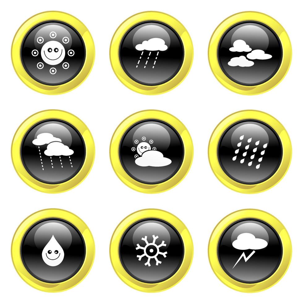 Free Black and Gold Glossy Weather Buttons vector