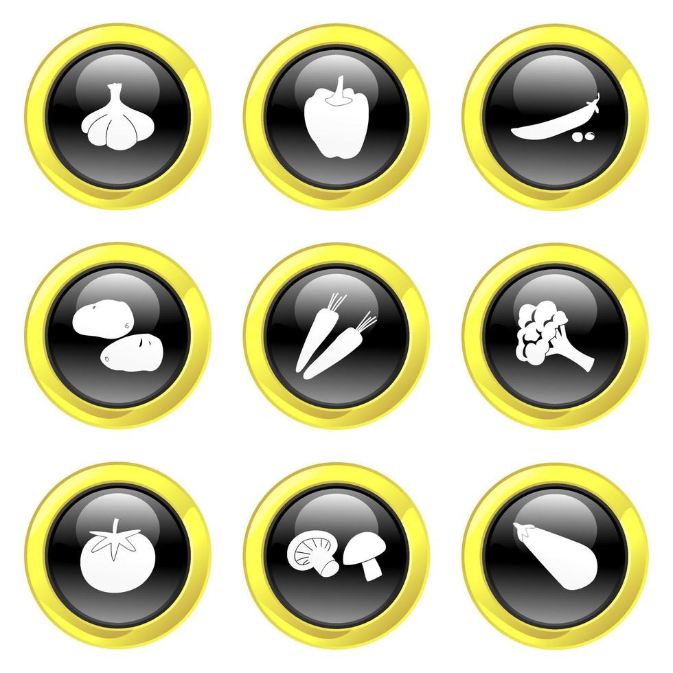 Free Black and Gold Glossy Vegetable Buttons vector