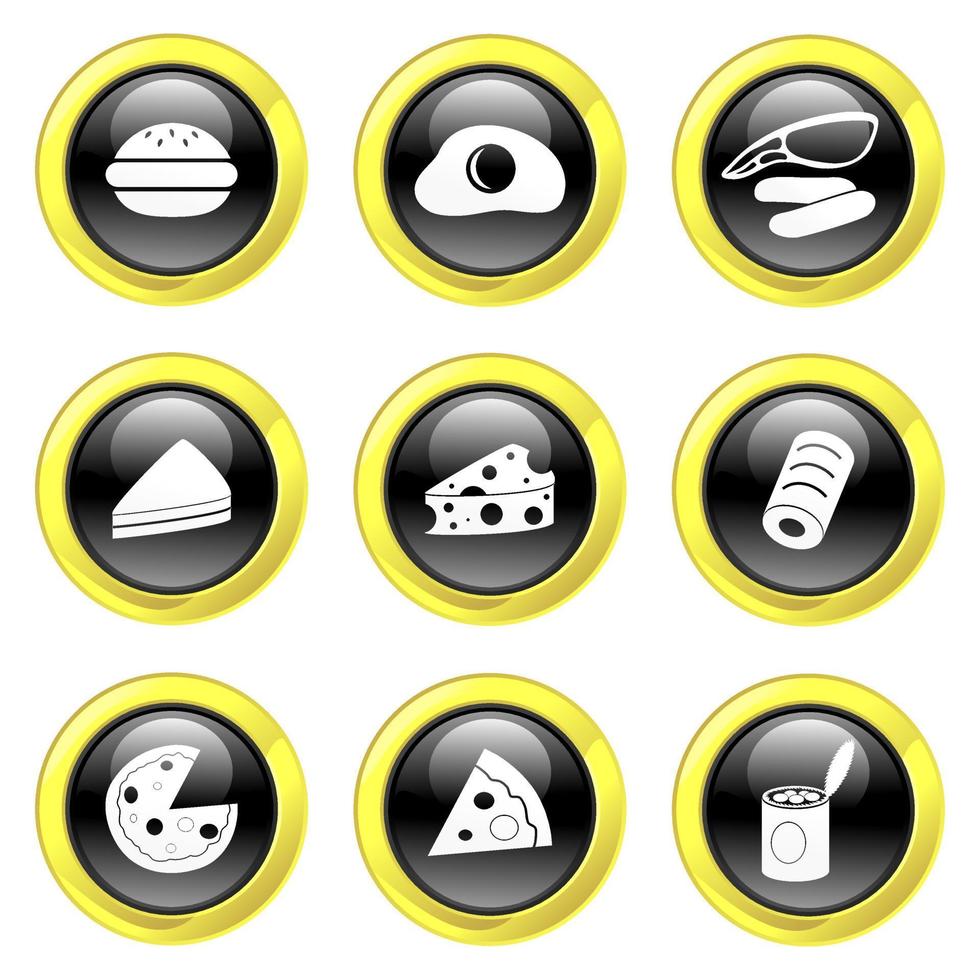 Free Glassy Black and Gold Food Buttons vector