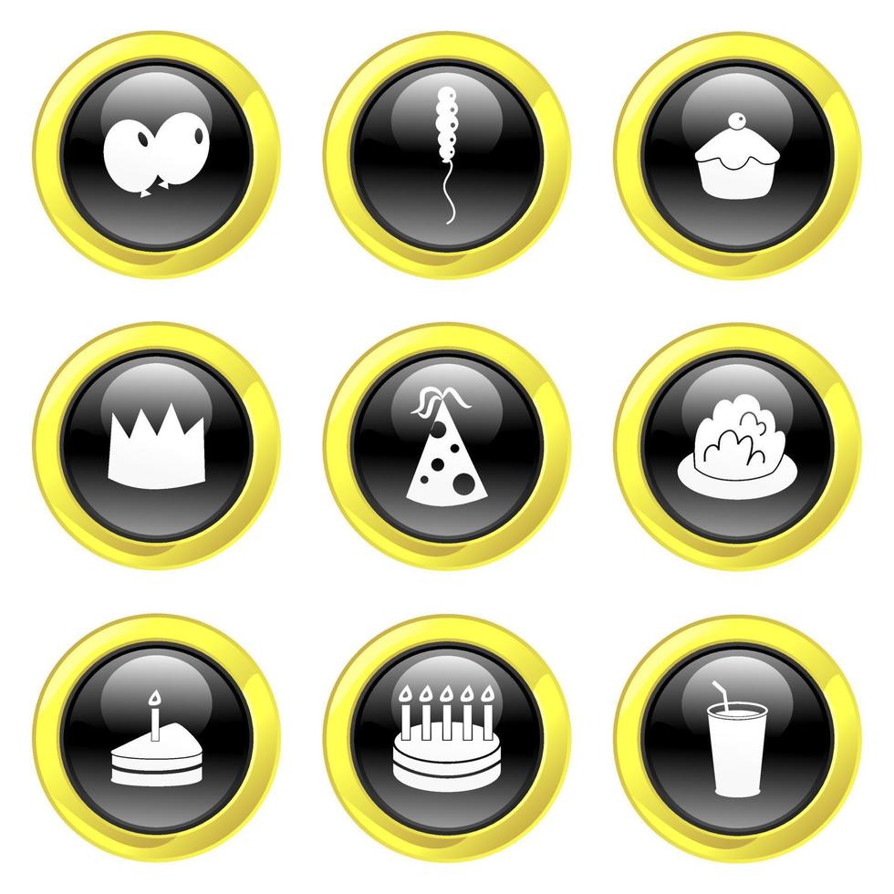 Free Black and Gold Glassy Party Buttons vector