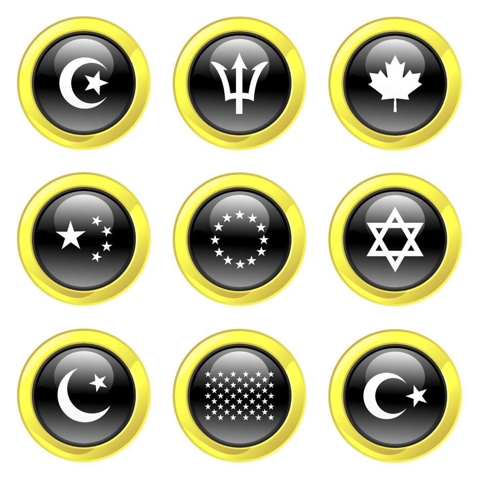 Free Glassy Black and Gold Flag Buttons vector