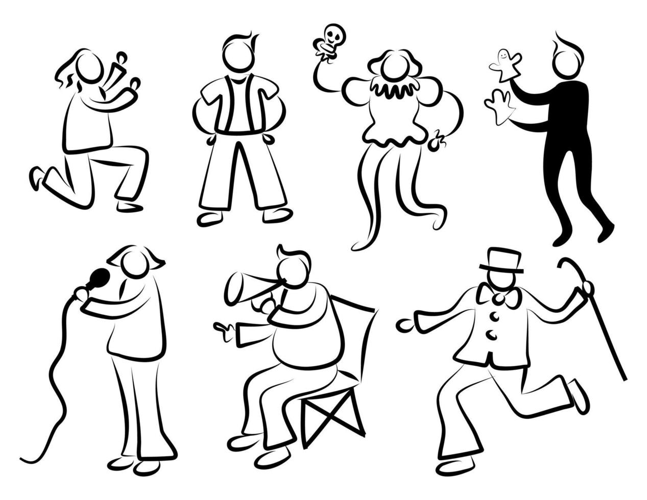 Performance People Line Art Icons vector