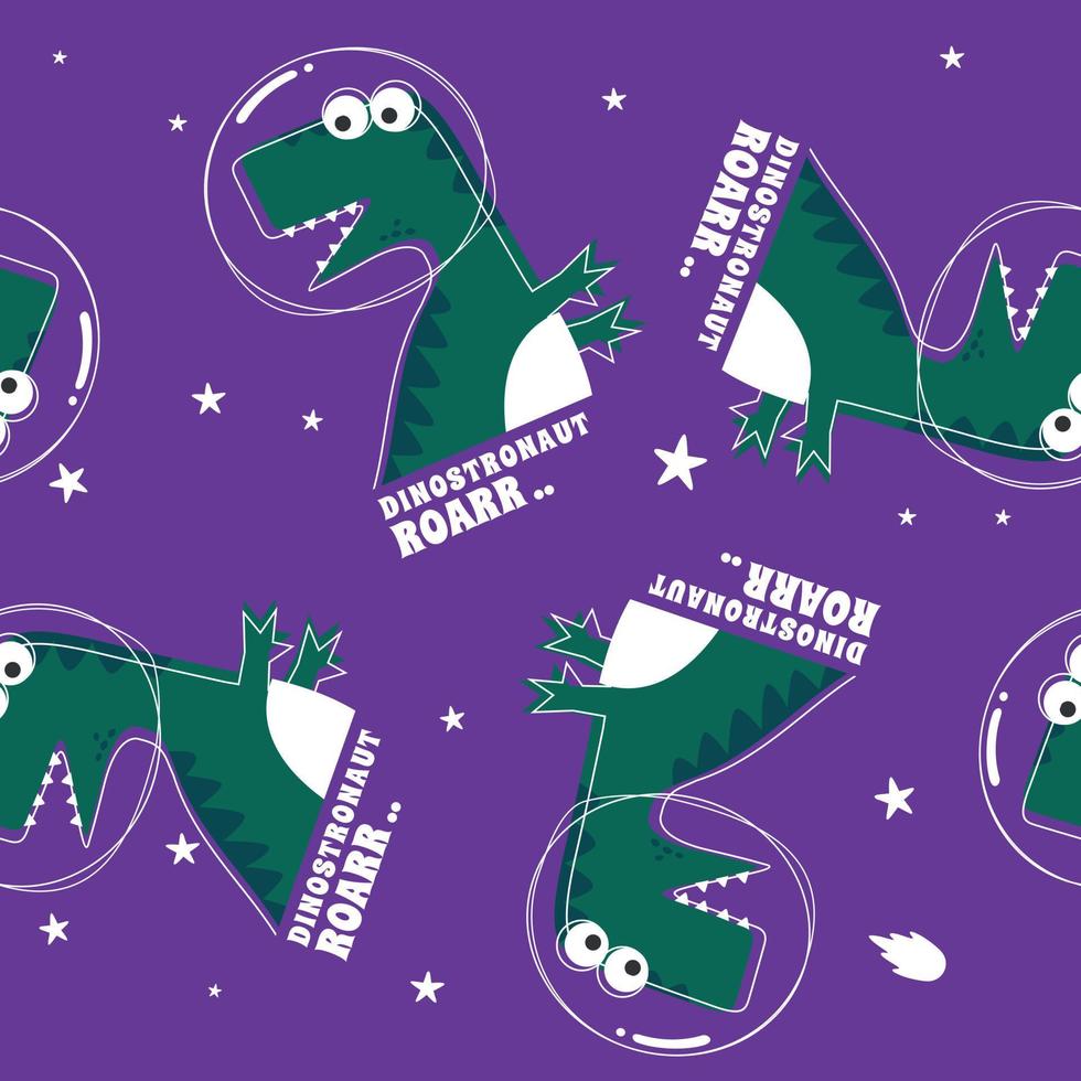 Seamless pattern with Space dinosaur. Cute dinosaur pattern for fabric, baby clothes, background, textile, wrapping paper and other decoration. vector