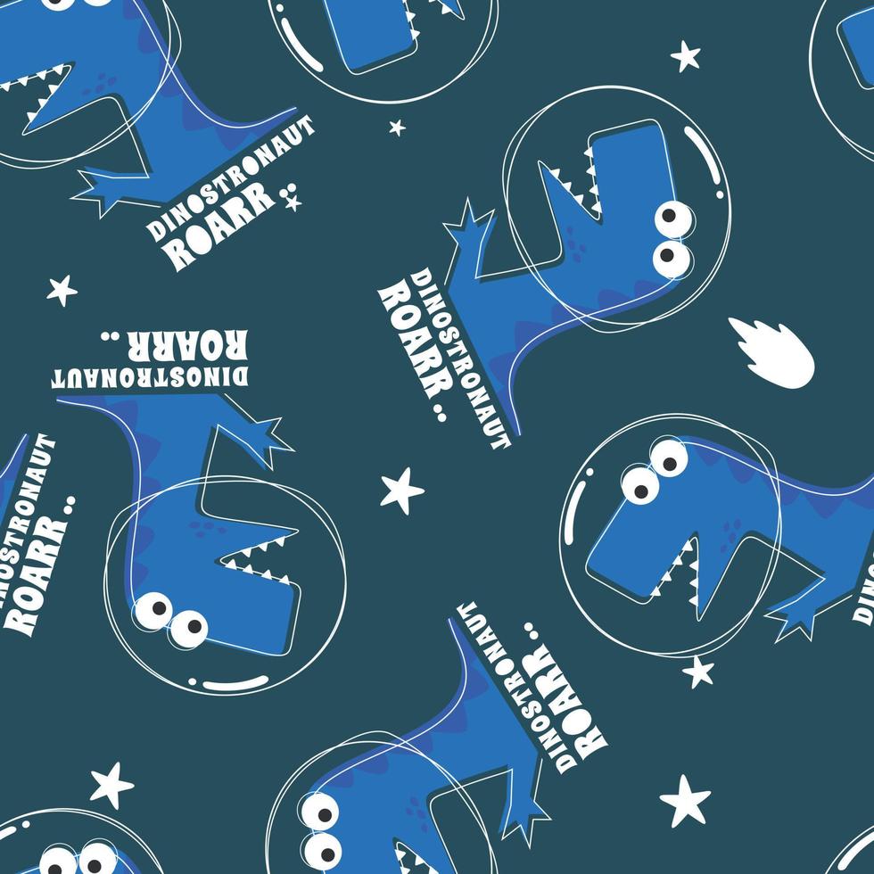 Seamless pattern with Space dinosaur. Cute dinosaur pattern for fabric, baby clothes, background, textile, wrapping paper and other decoration. vector