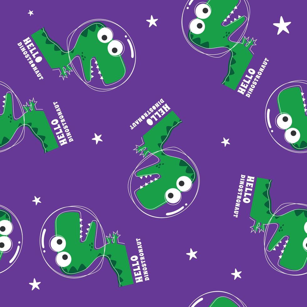 Seamless pattern with Space dinosaur. Cute dinosaur pattern for fabric, baby clothes, background, textile, wrapping paper and other decoration. vector