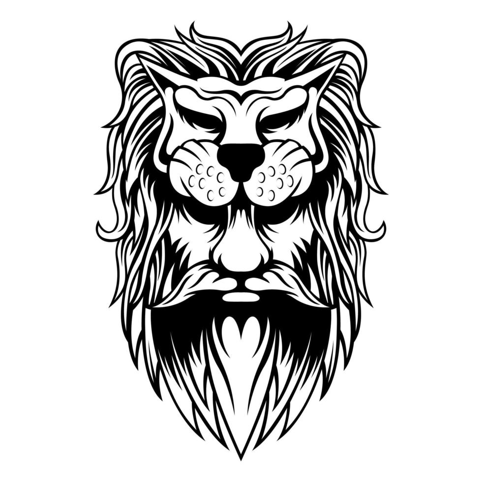 Chief Vector. Lion Chief Head Black And White Logo Vector Mascot template