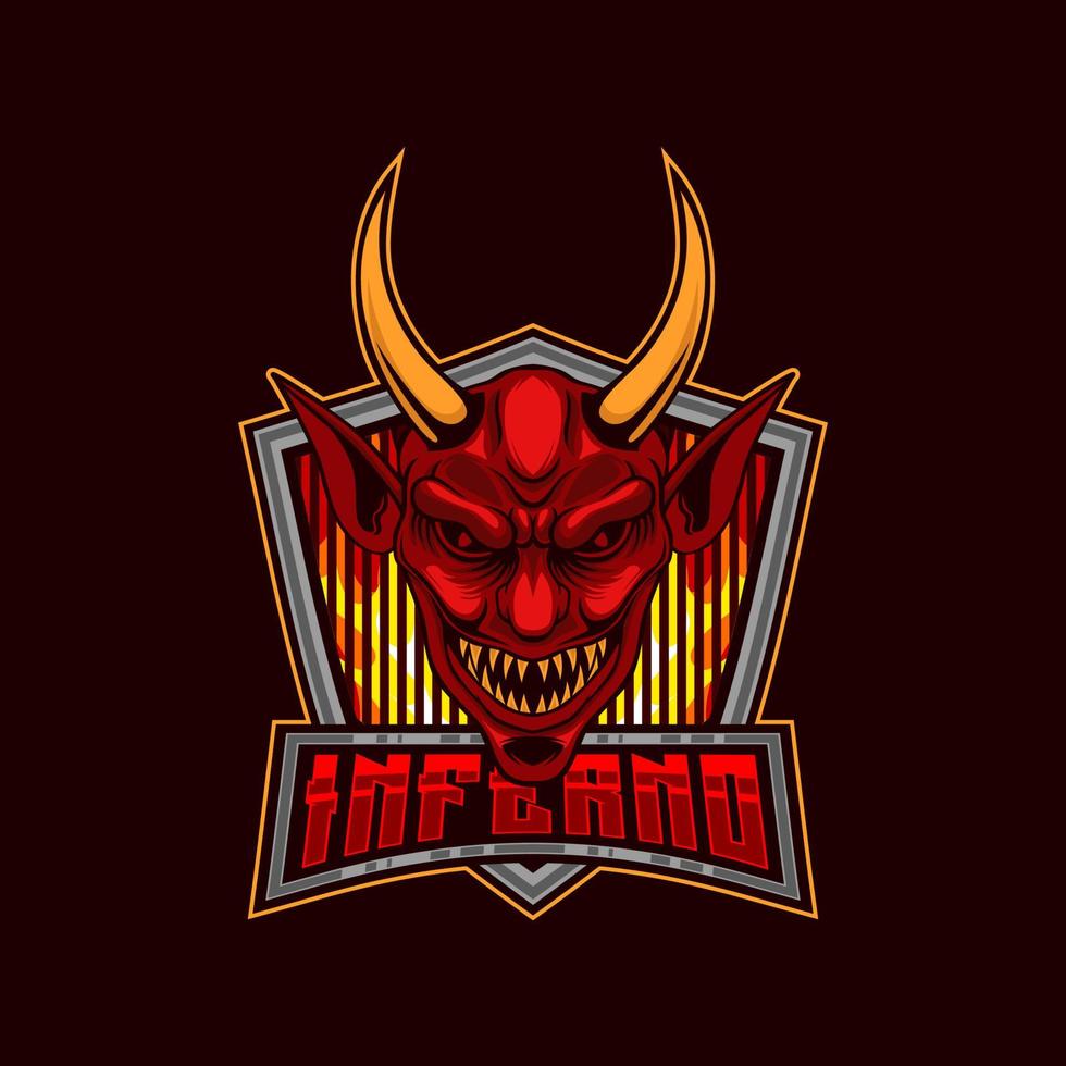 Devil E-Sport Mascot Logo. Devil Demon Mascot E-Sport Logo Design Vector Illustration Template