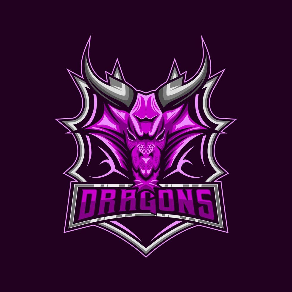 Dragon E-Sport Logo. Dragon Head Mascot logo icon symbol modern style template vector