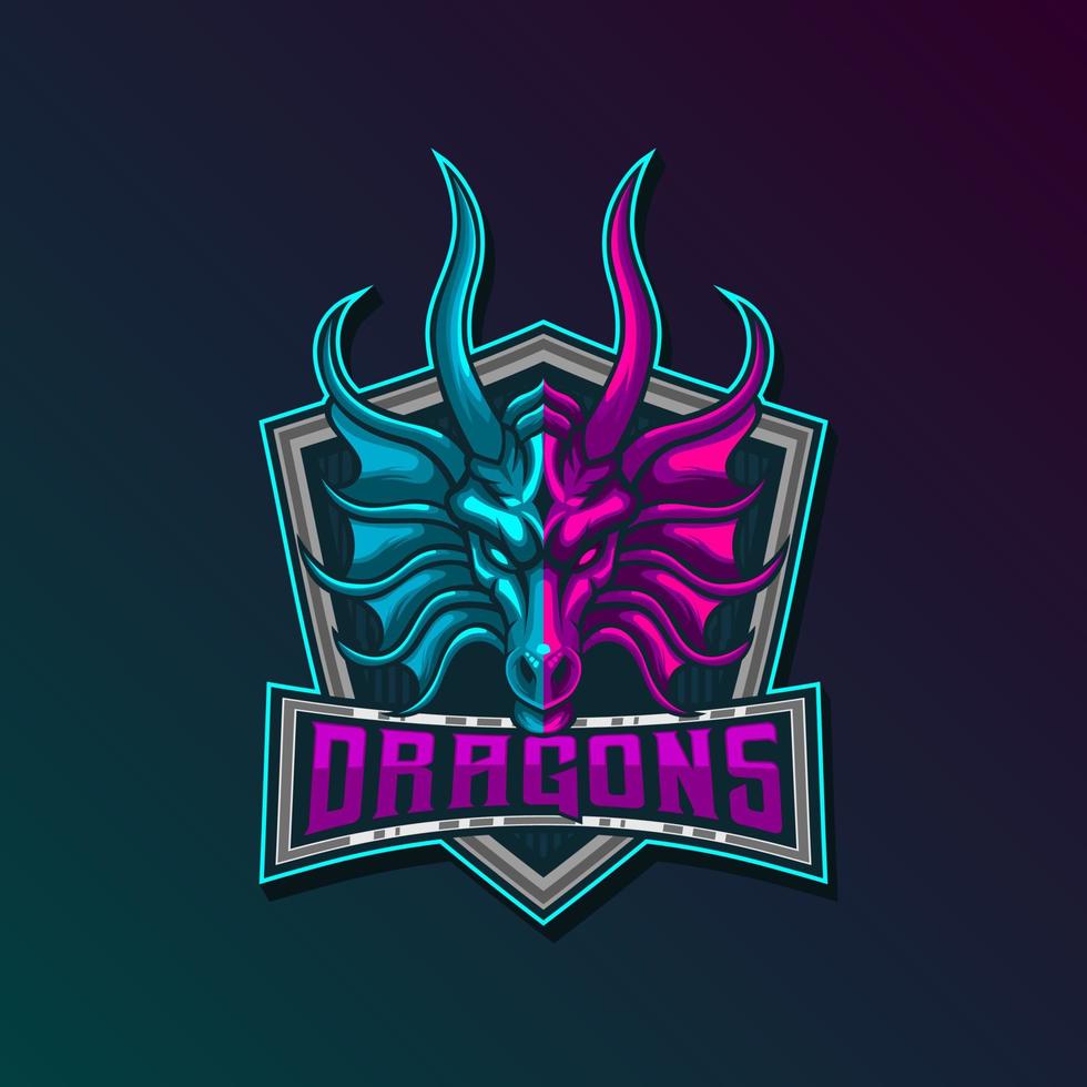 Dragon Gaming Logo. Mascot of Dragon Head E-Sport Logo Design Vector Mascot template