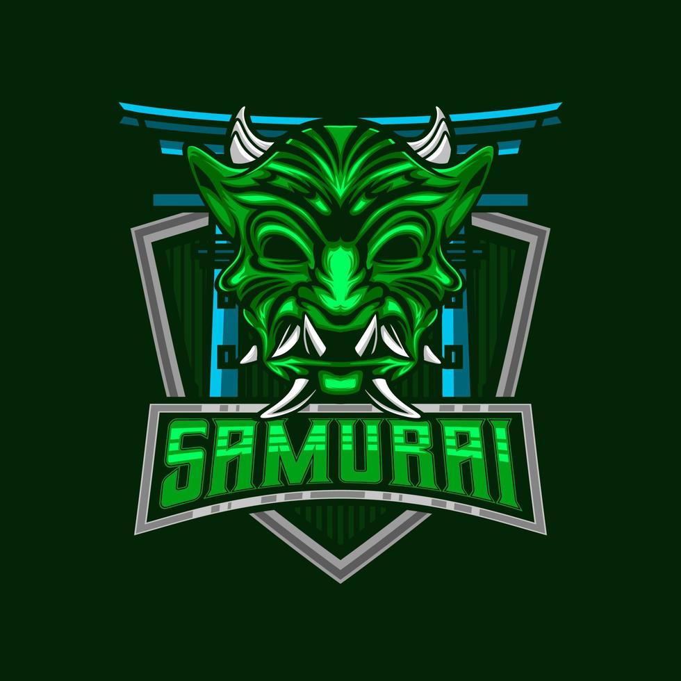 Samurai Logo. Ronin Samurai Mask E-Sport Mascot Logo Vector illustration