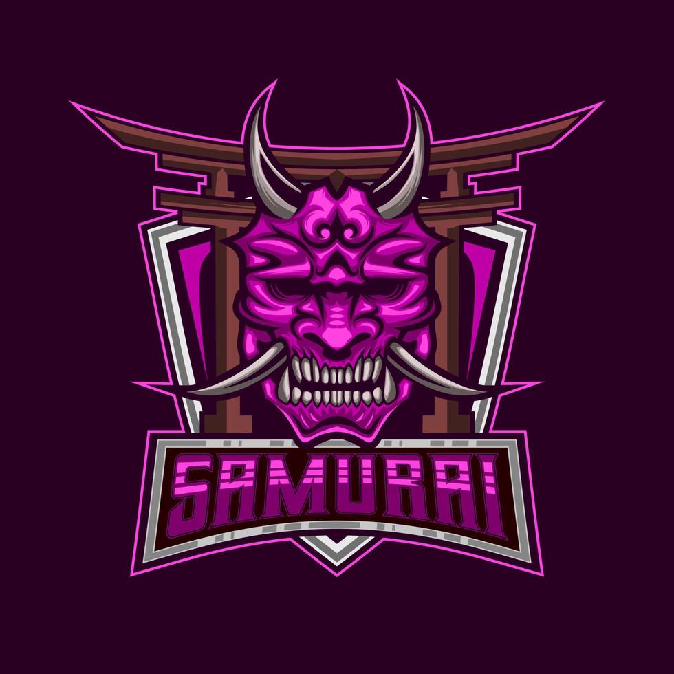 Ronin Samurai E-Sport Logo. Samurai Ronin Face Mask Logo Design Vector Icon Symbol Template