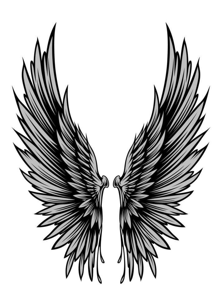 Wings Illustration in tattoo style vector