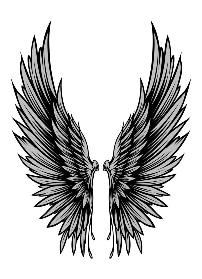 Wings Illustration in tattoo style vector