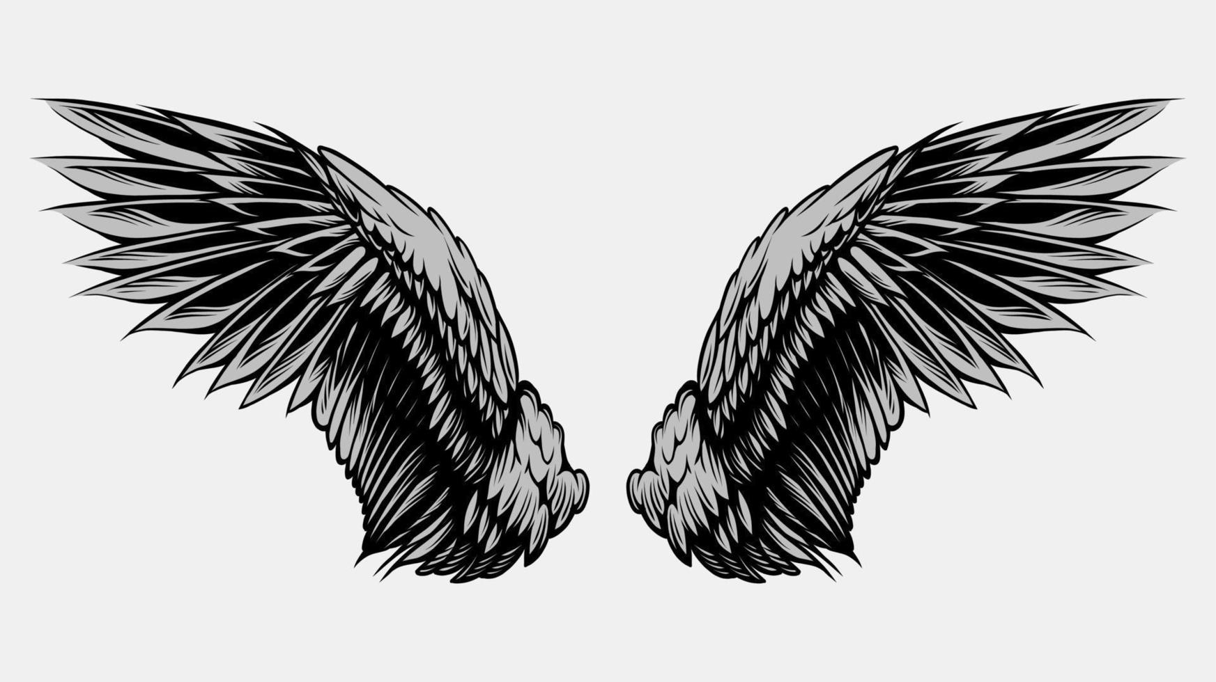 Wings Illustration in tattoo style vector