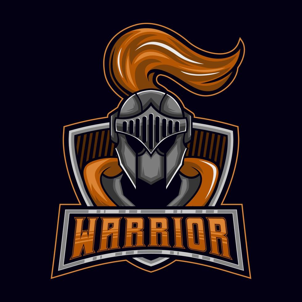 Caballero guerrero logo. Caballero guerrero mascota e-sport logo diseño vector modelo