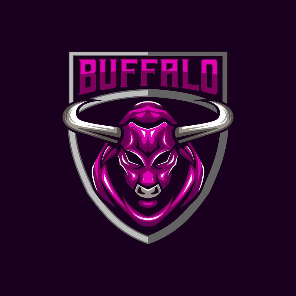 Buffalo head logo for sport or esport team. Design element for company logo, label, emblem, apparel or other merchandise. Scalable and editable Vector illustration