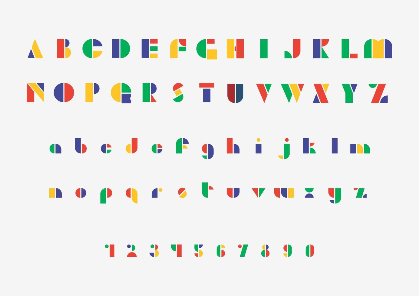 Bauhaus alfabeto letras Superior inferior caso aislado vector