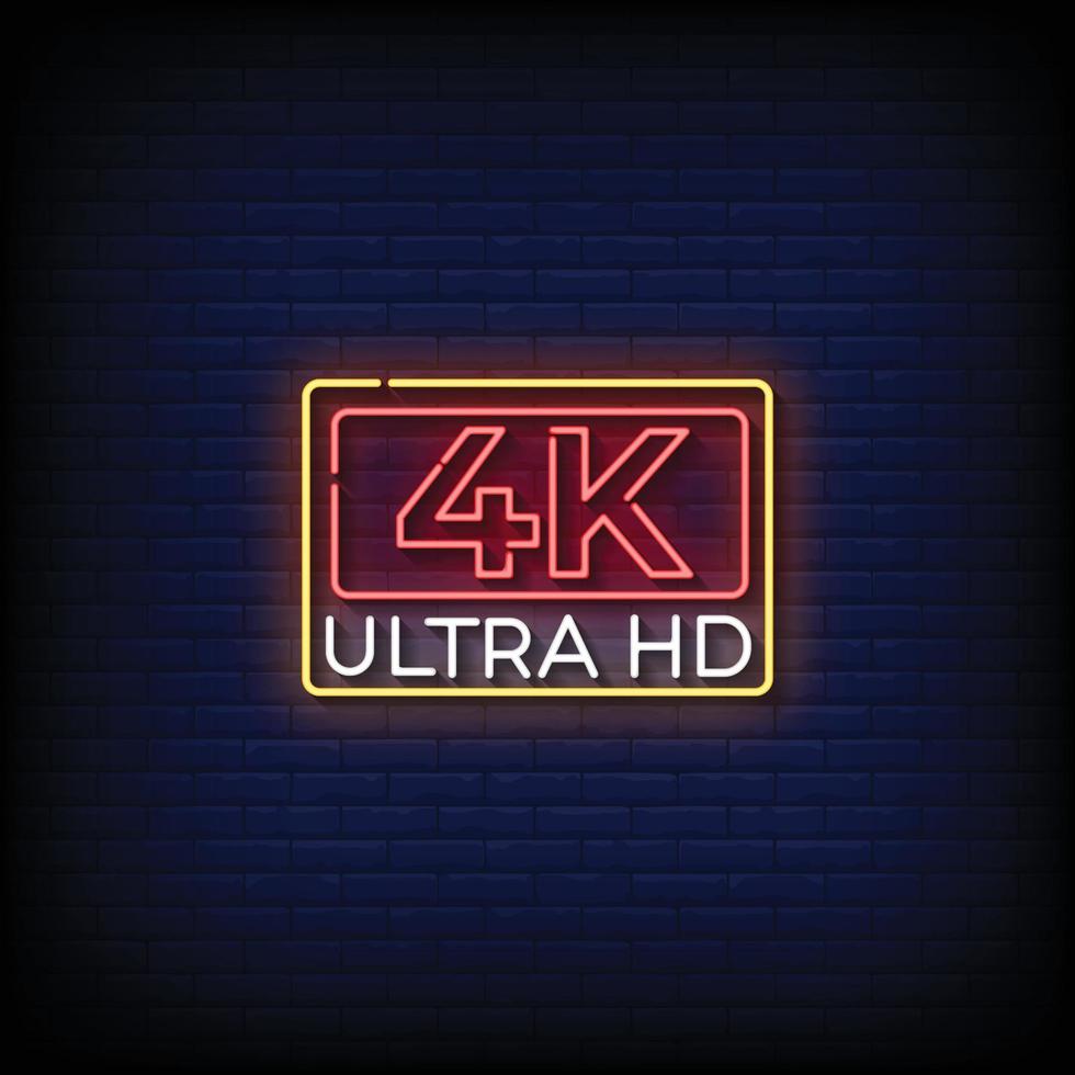 neón firmar 4k ultra hd con ladrillo pared antecedentes vector