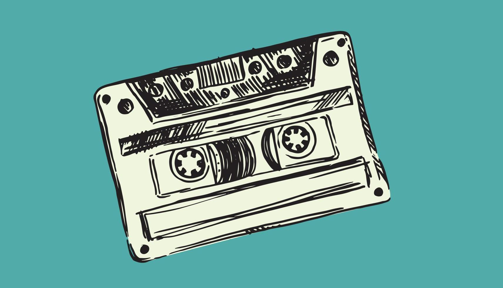 Audio cassette hand drawn illustrations. vector