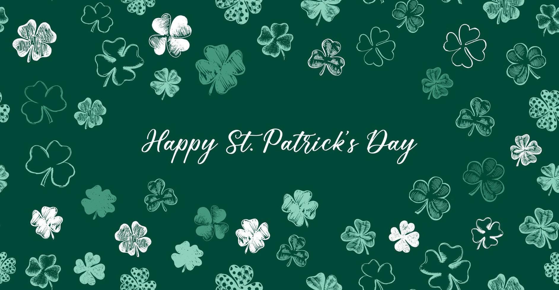 St. Patrick's Day. Sketch set clover. Hand drawn illustration. vector