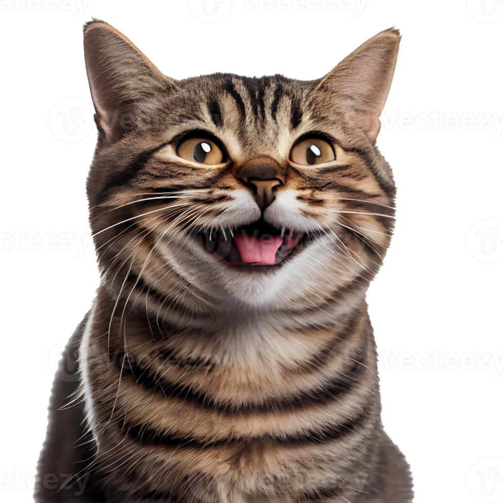 Happy cat, smiling cat on transparent background png