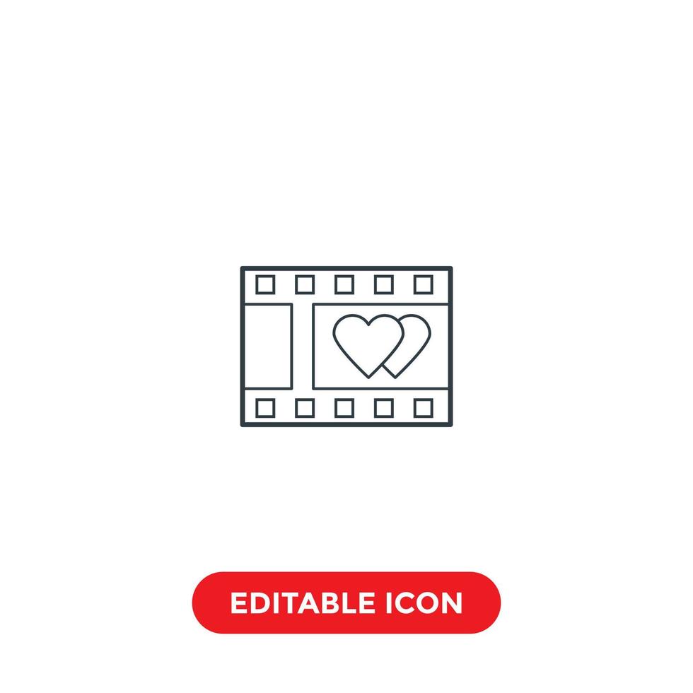 love film editable stroke icon vector