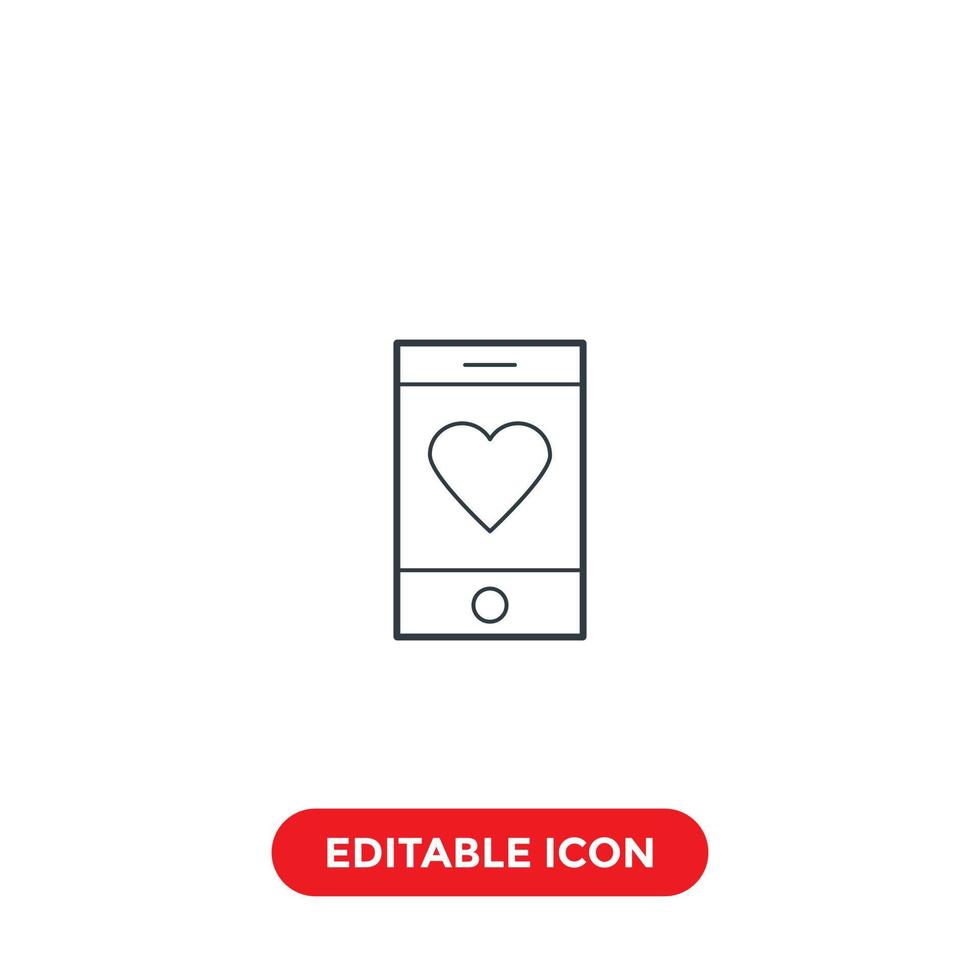 love smartphone editable stroke icon vector