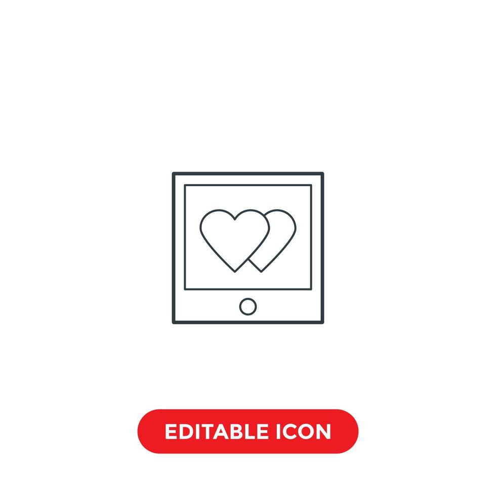 love tablet editable stroke icon vector