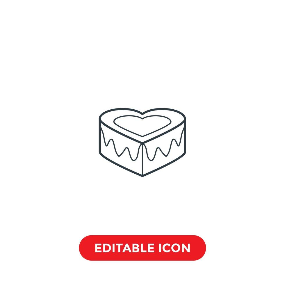 love cake editable stroke icon vector