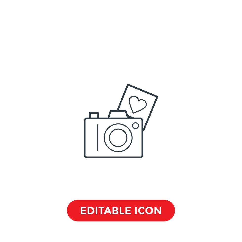 love camera editable stroke icon vector