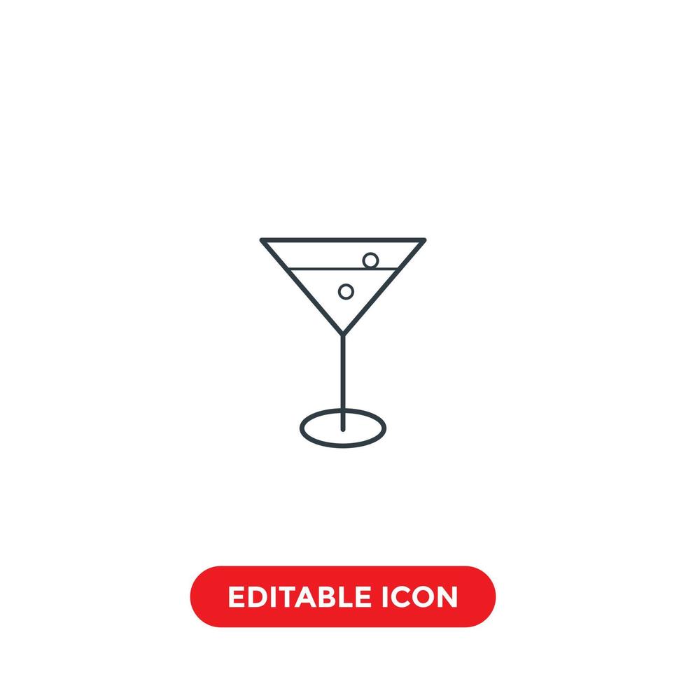 cocktail editable stroke icon vector