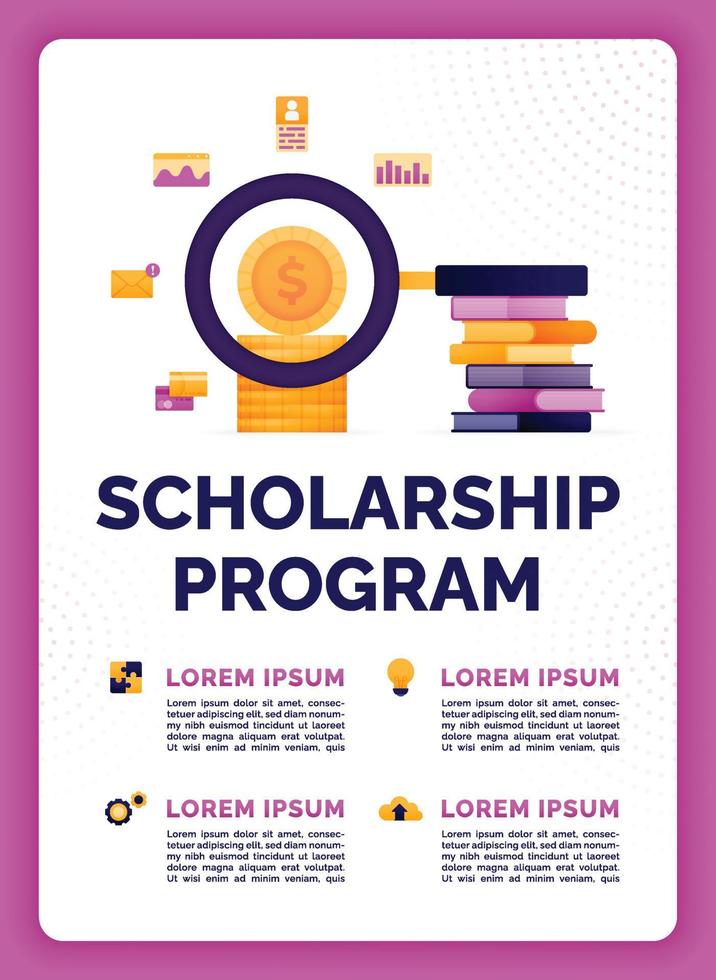 Vector illustration of scholarship program can help achieve your goals, support passion and purpose and investing in next generation. Can use for ads, poster, campaign, website, apps, social media