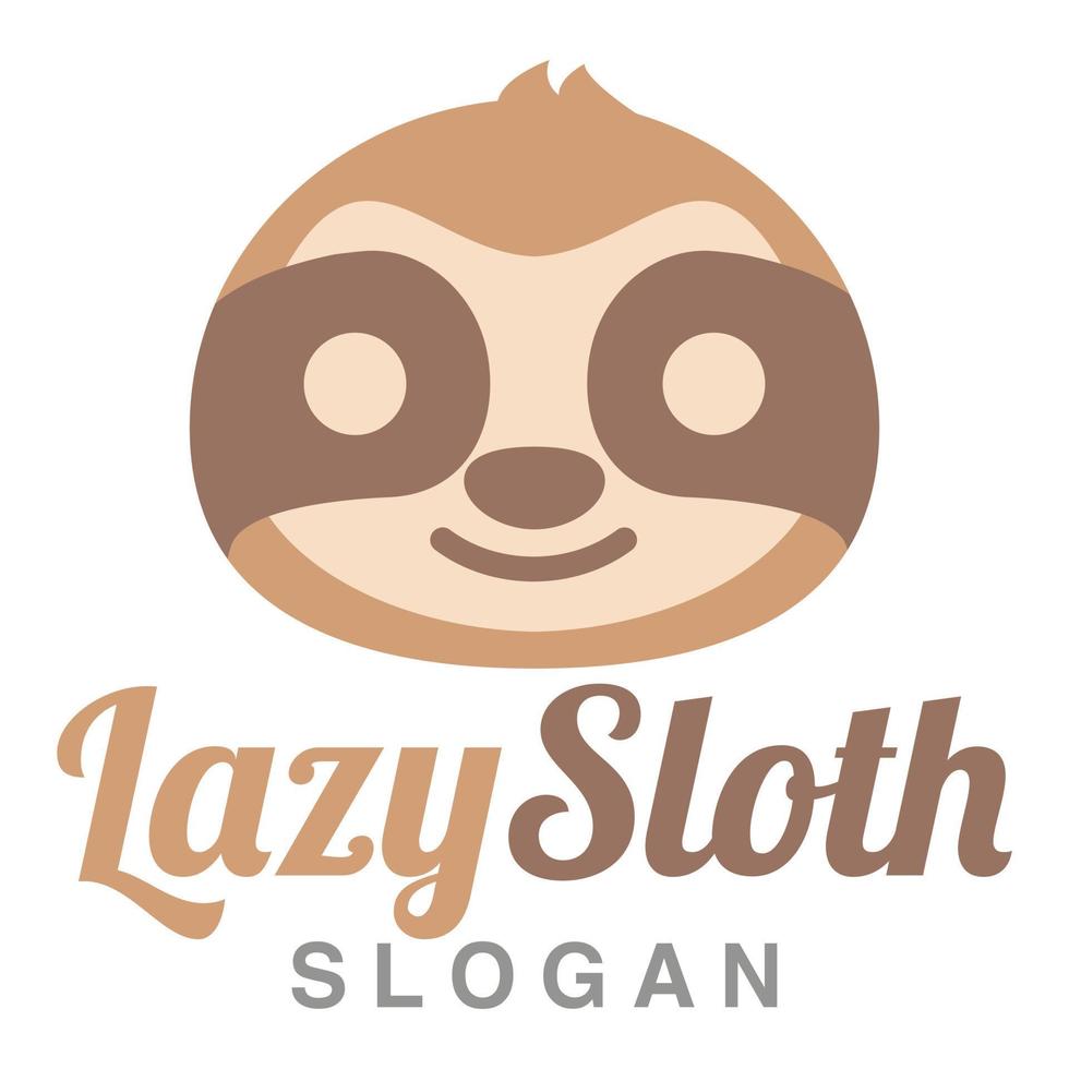 Modern vector flat design simple minimalist logo template of cute sloth cartoon head vector for brand, emblem, label, badge. Isolated on white background.