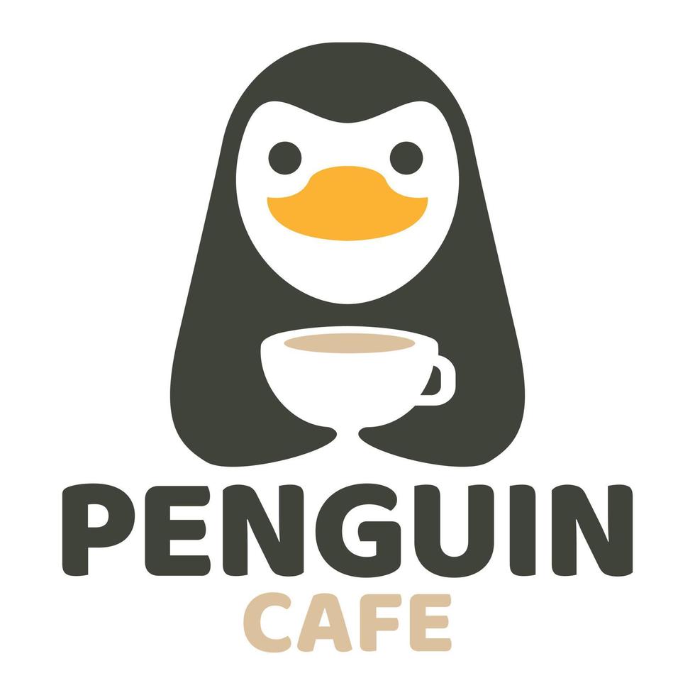 moderno mascota plano diseño sencillo minimalista linda pingüino logo icono diseño modelo vector con moderno ilustración concepto estilo para cafetería, café comercio, restaurante, insignia, emblema y etiqueta