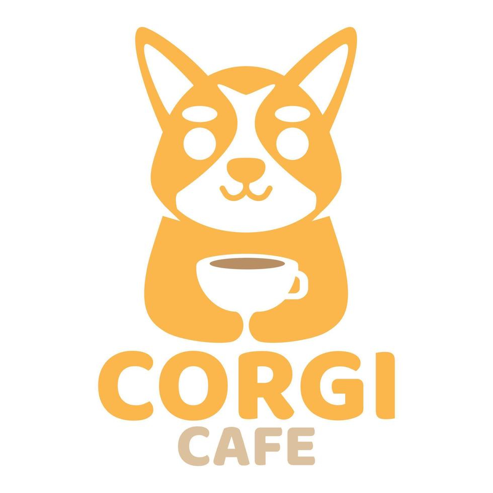 moderno mascota plano diseño sencillo minimalista linda corgi perro logo icono diseño modelo vector con moderno ilustración concepto estilo para cafetería, café comercio, restaurante, insignia, emblema y etiqueta