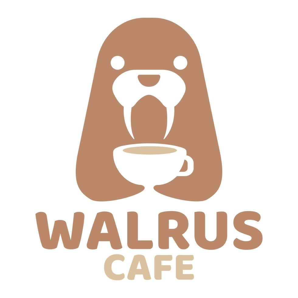 Modern mascot flat design simple minimalist cute walrus logo icon design template vector with modern illustration concept style for cafe, coffee shop, restaurant, badge, emblem and label